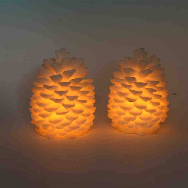 Led 2pc Pinecone Candle Set