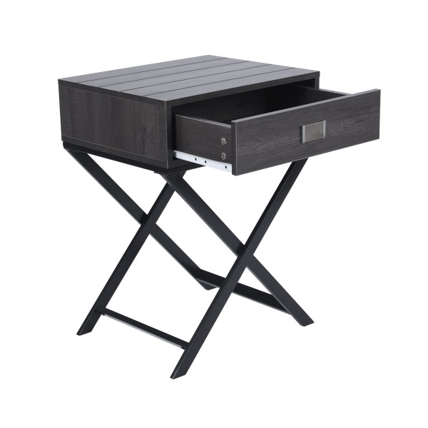 Table d'appoint Pizarro finition grise avec tiroir