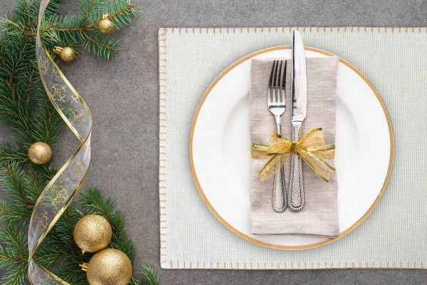 Linen Lurex Placemats Silver set of 2