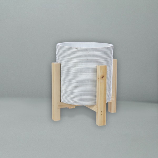 Planter Wood Stand Cement 21x20