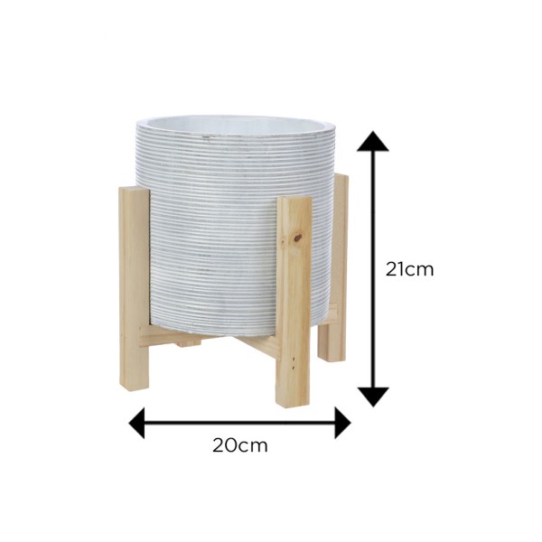 Planter Wood Stand Cement 21x20