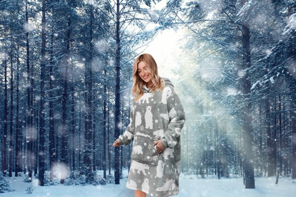 Oversize Hoodie Polar Bear 40 Longueur Microfleece