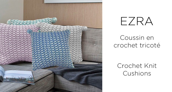 Lauren Taylor - Coussin en tricot crocheté EZRA avec pompons