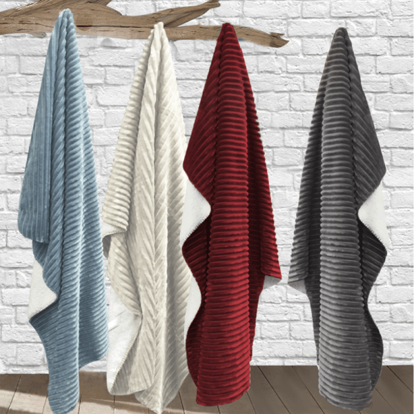 Portia Ribbed Velour Reverse to Sherpa Throw