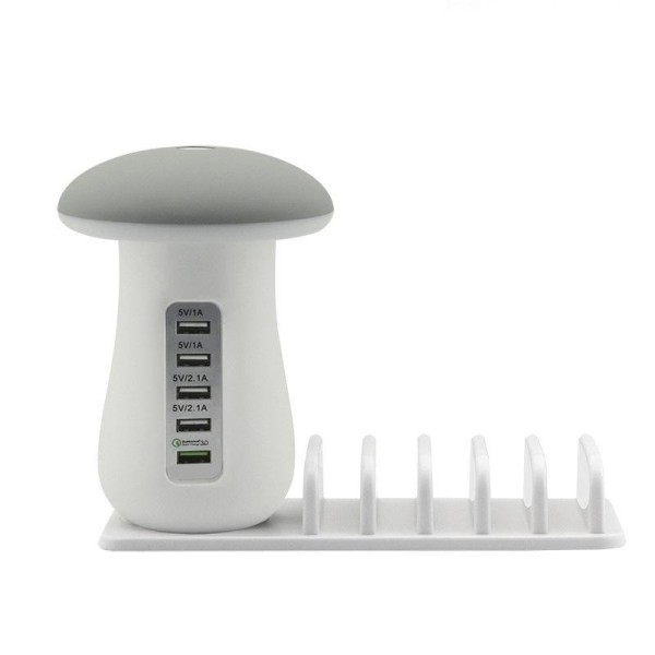 Zummy | Lampe champignon DEL et chargeur USB multi-ports