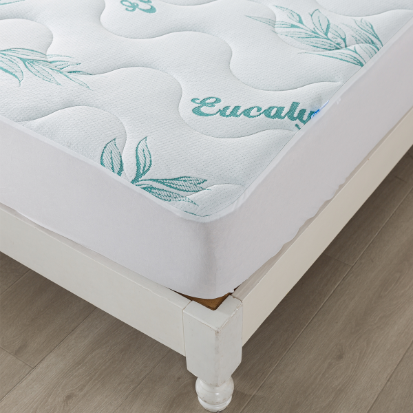 Couvre-matelas bleu sarcelle matelassé Eucalyptus