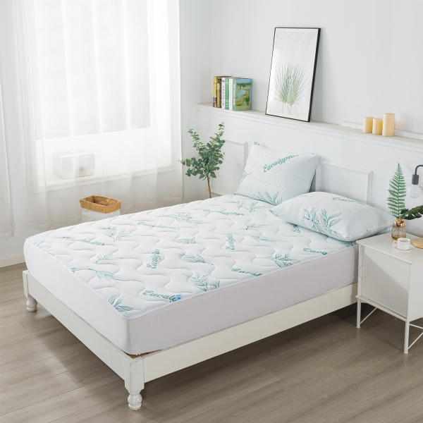 Couvre-matelas bleu sarcelle matelassé Eucalyptus
