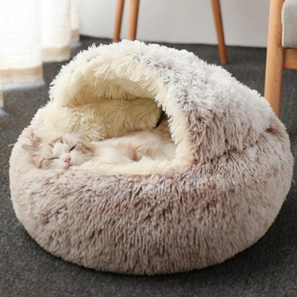 PAWS & WHISKERS - Round Plush Calming Cat Cave