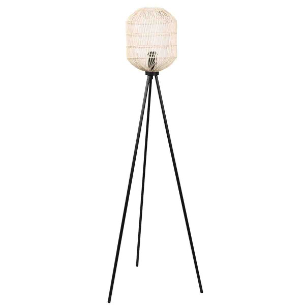 Lauren Taylor - Lampadaire tripode avec abat-jour en rotin noir