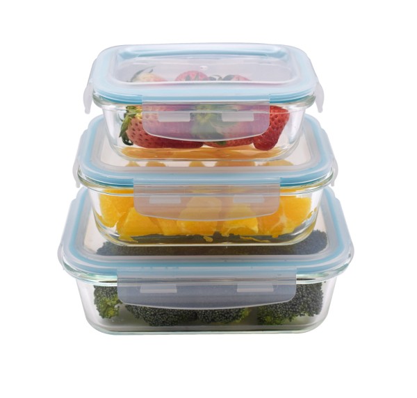 À La Cuisine - Ensemble de 3 contenants rectangulaires en verre pour aliments