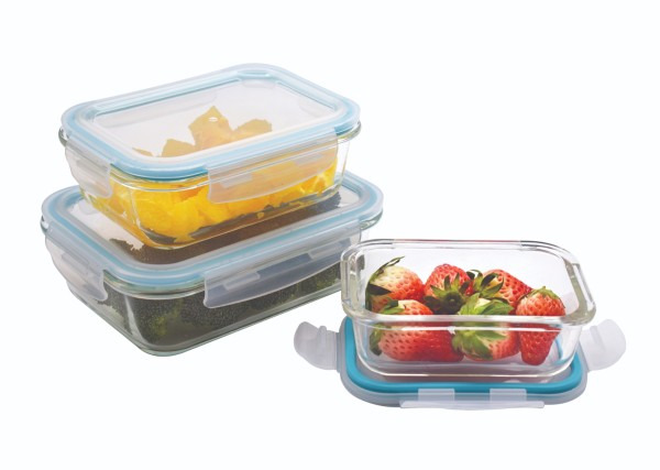 À La Cuisine - Ensemble de 3 contenants rectangulaires en verre pour aliments