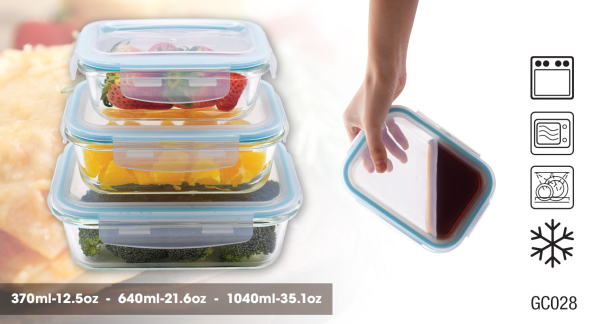 À La Cuisine - Ensemble de 3 contenants rectangulaires en verre pour aliments