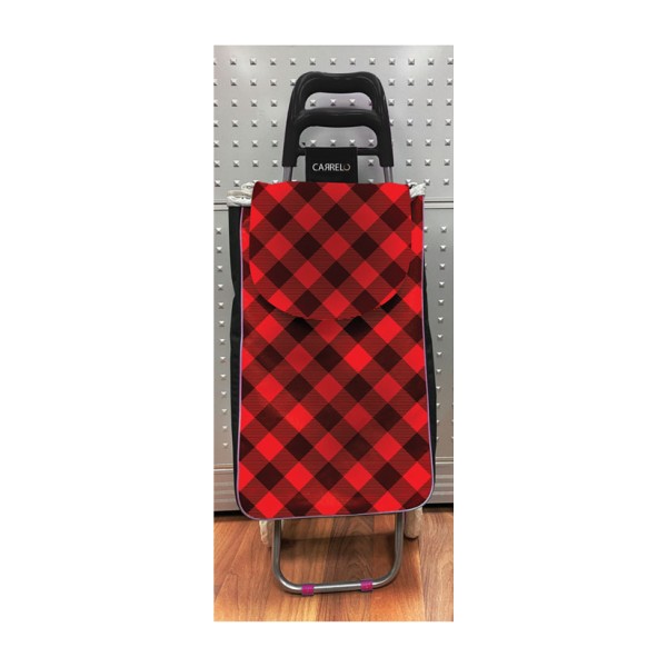 Shopping Trolley Bag Plaid Blk & Red
