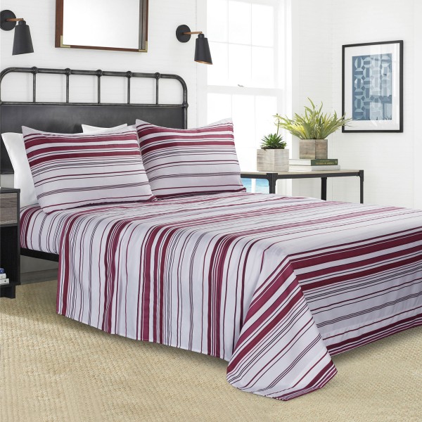 Coastal - Stripe Sheet In Microfiber