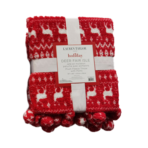 Plush Fleece Throw With poms 50*60