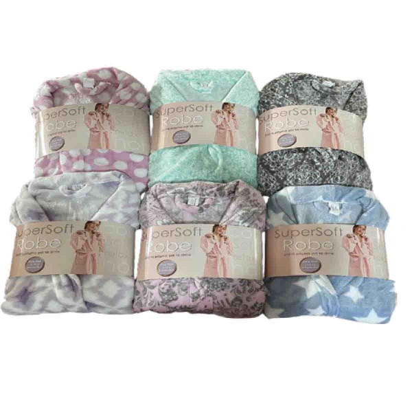 Peignoir polaire imprimé et uni de 40 pouces de long
