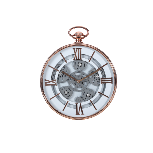 Horloge à engrenages mobiles en or rose