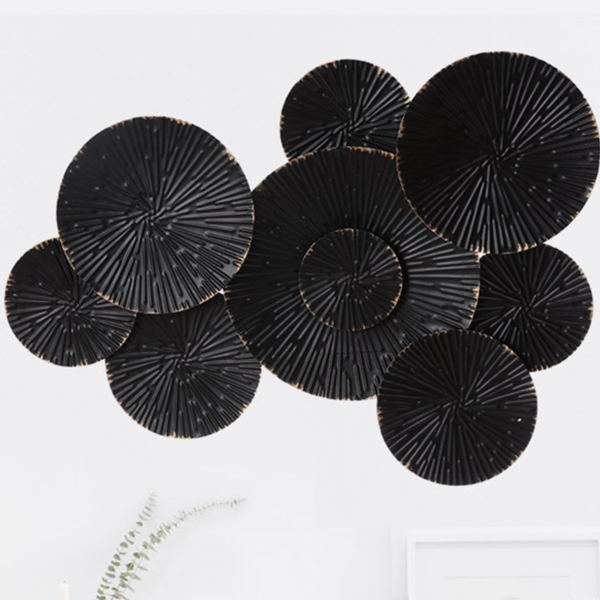 Lauren Taylor - Black Metal Wall Art Circle with Gold Outline