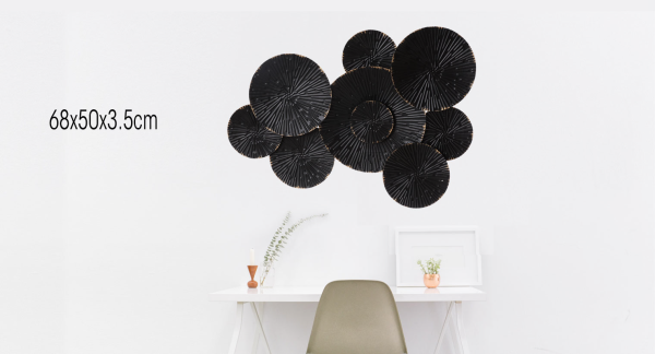 Lauren Taylor - Black Metal Wall Art Circle with Gold Outline