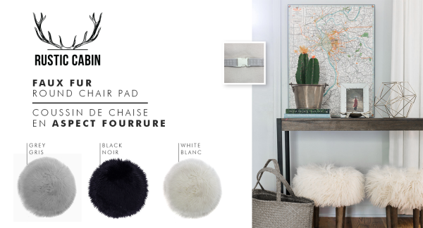 Lauren Taylor- Coussin de chaise rond en aspect fourrure