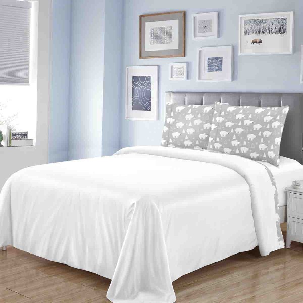 RUSTIC CABIN- COMFORT SHEET WITH PRINTED PILLOWCASE & BORDer