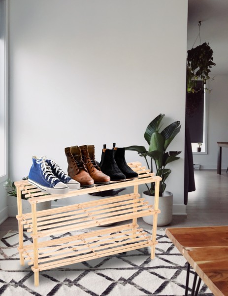 Lauren Taylor | Étagère à chaussures en bois à 3 niveaux