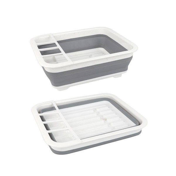 Porte-vaisselle pliable Blanc Gris