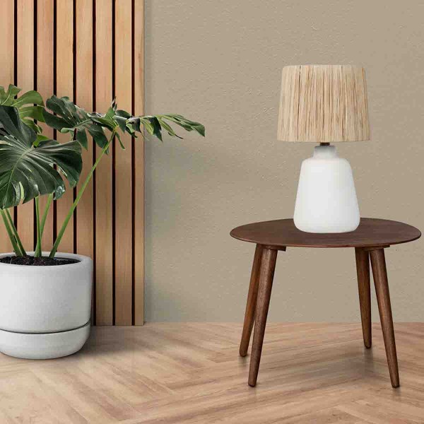 Ceramic table lamp with sea grass shade