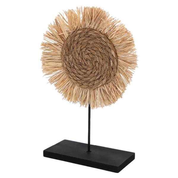 SEAGRASS CIRCLE ON METAL STAND 14IN(H)
