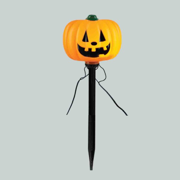 SET OF 5 PUMPKIN STAKES WITH WARM WHITE LED LIGHTS