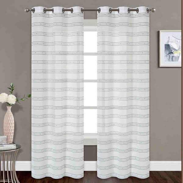 Lauren Taylor ELENA 2 PK Striped Jacquard Sheer Panels