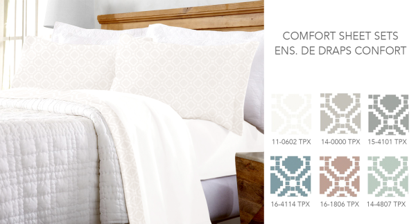 Ensemble de draps confort avec taies d'oreiller et bordure géo imprimées