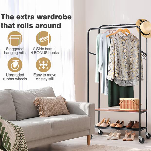 Clothes Rack Storage With Shelves