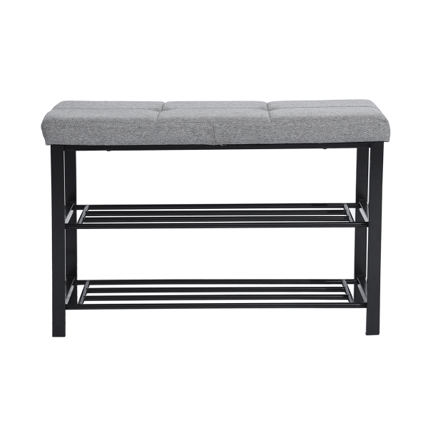 Shoe Rack Bench Black/grey Nets Metal Black Frame