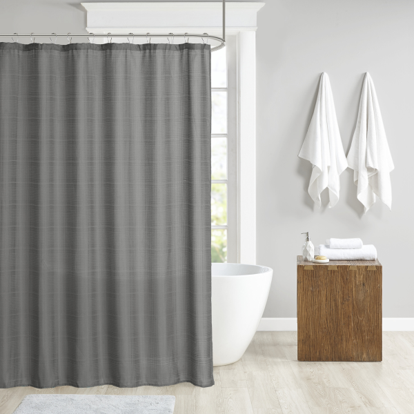 Solid Jacquard Waterproof Shower Curtain 70x72