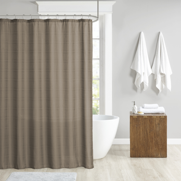Solid Jacquard Waterproof Shower Curtain 70x72