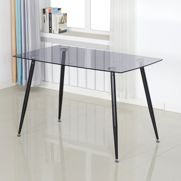 Glass Dining Table With 8mm Glass & Black Metal Legs