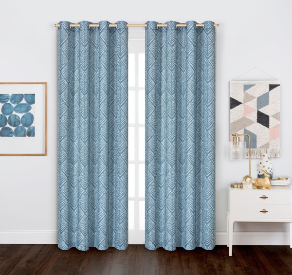2pk Panneau Grommet 52x84 Soumaya Faux Linen Geo Leaf