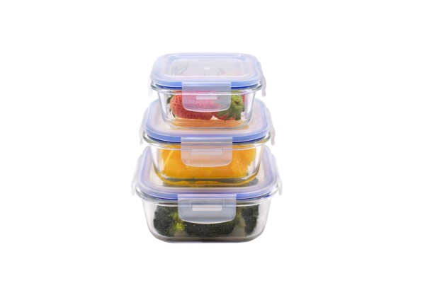 À La Cuisine - Ensemble de 3 contenants carrés en verre pour aliments