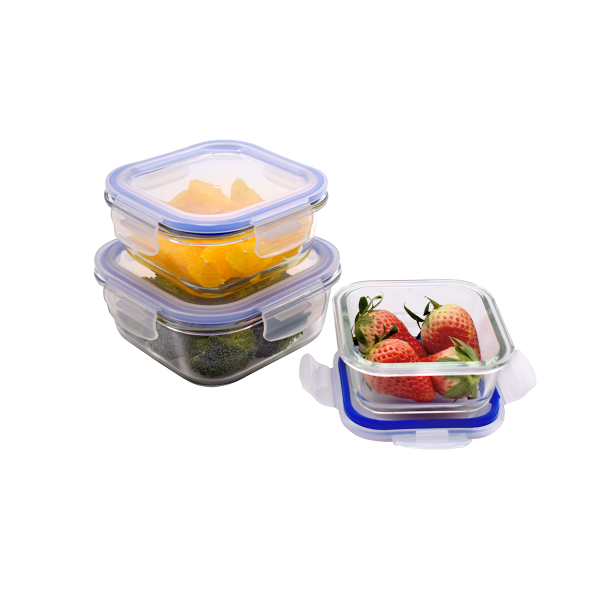 À La Cuisine - Ensemble de 3 contenants carrés en verre pour aliments
