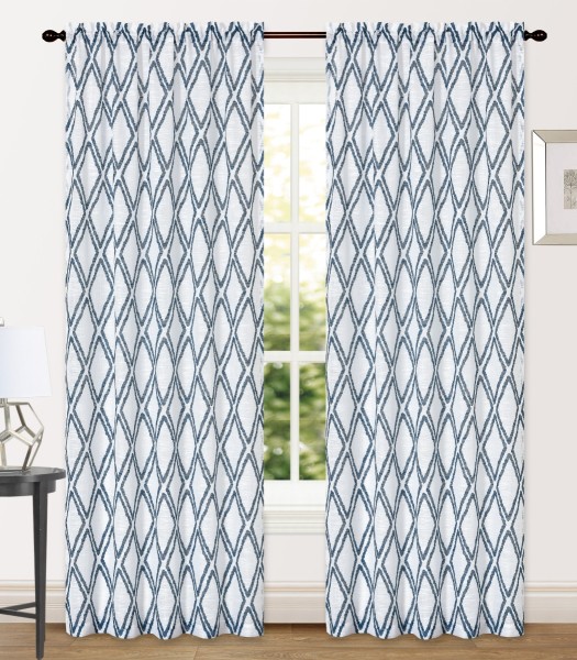 POLE TOP PANEL PAROS FAUX LINEN GEO WHT/BLUE