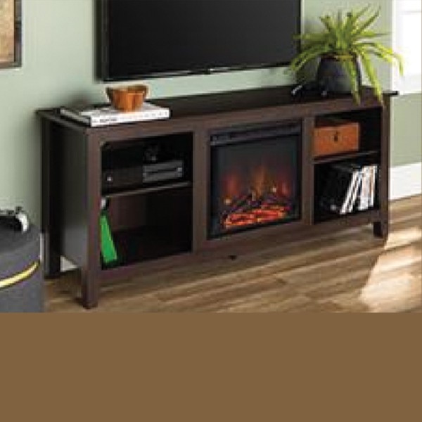 Rustic Electric Fireplace
with Shelves