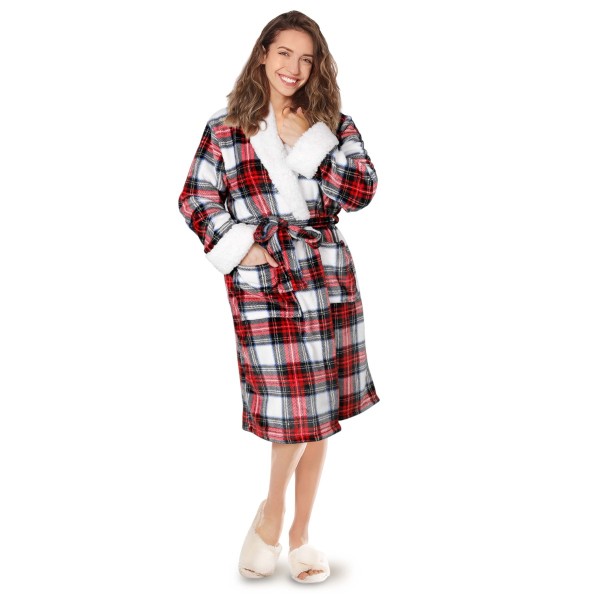 STEWART Peignoir en velours inversé en sherpa