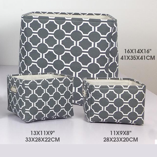 Storage Basket Red Geometric Fabric