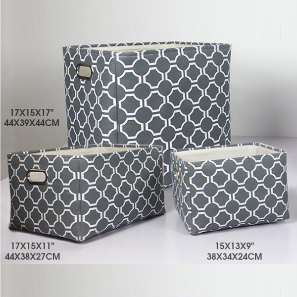 Storage Basket Red Geometric Fabric