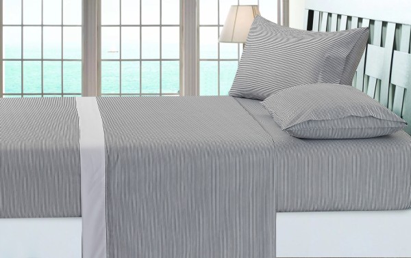 Sheet Set Stripe Black Lindam Collection Microfiber