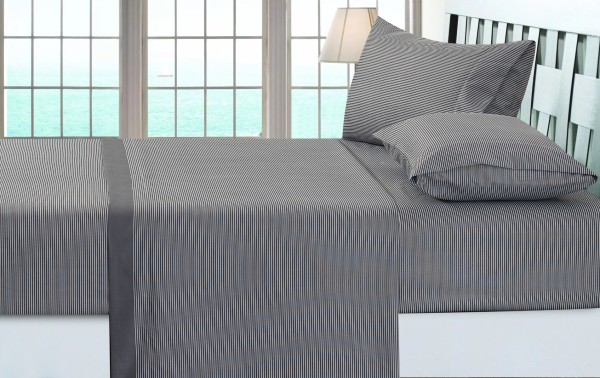 Collection Lindam - Ens. de draps en microfibre | rayé gris