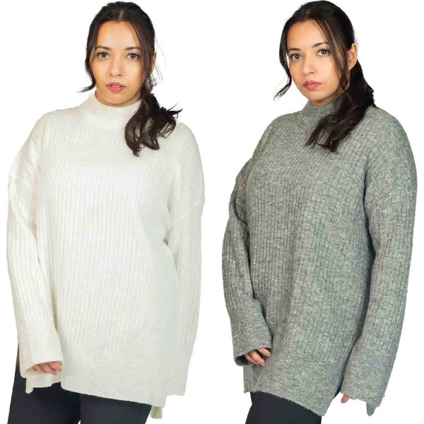 TUNIC RIB MOCK NECK SWEATER