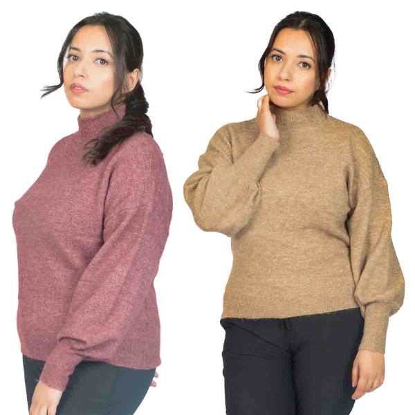 Mockneck Ballon Slv Sweater