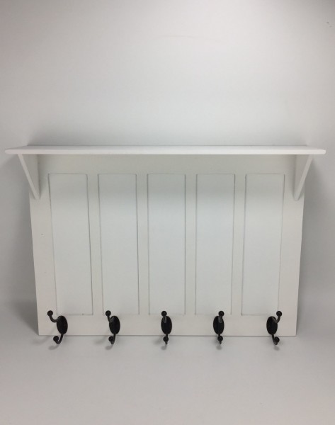 5 Hook Wall Art White 54x10x40